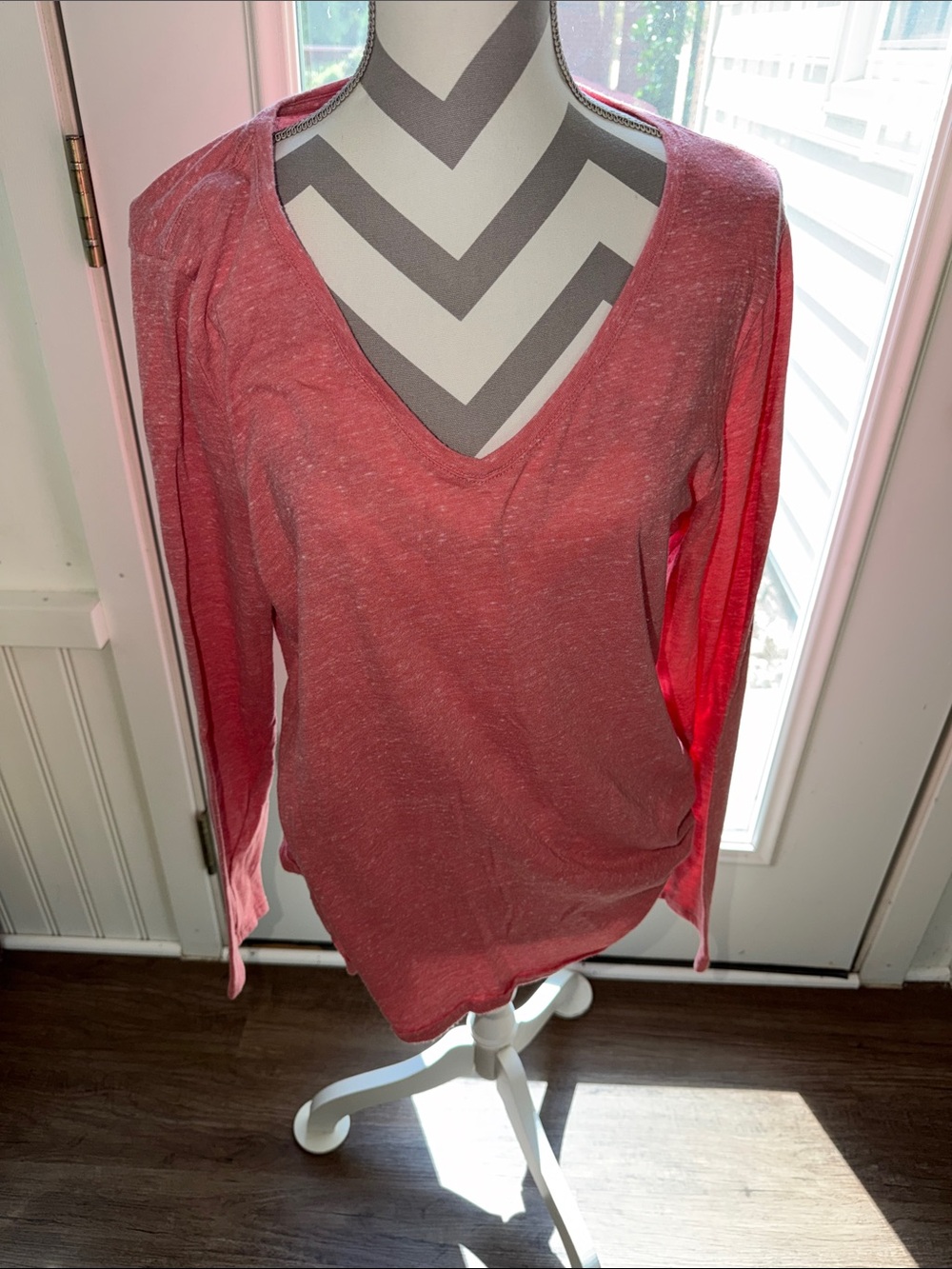 Sonoma Coral V-Neck Long Sleeve Tee